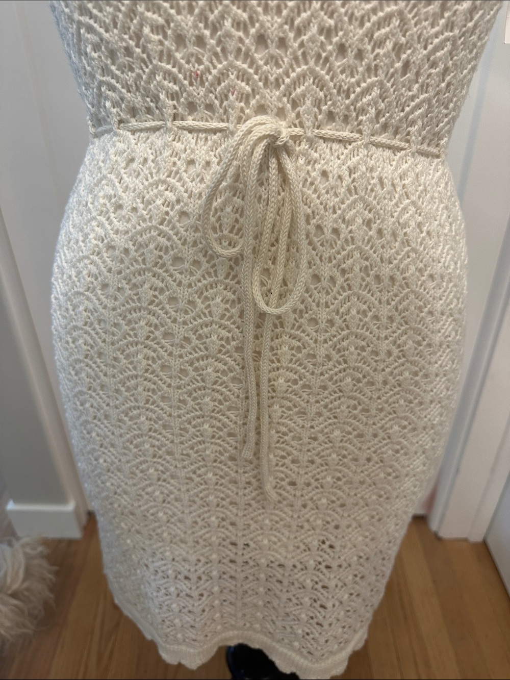 Jessica Simpson White Crochet Tie-Waist Mini Dress - Picture 7 of 8